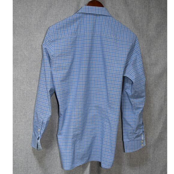 Ted Baker Blue Check Cotton Button-Up Shirt 15.5 - Picture 4 of 4